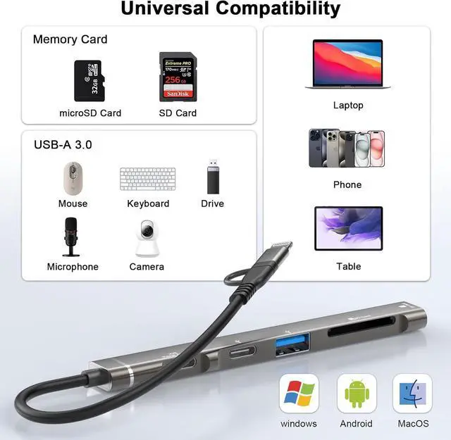 Alt view image 6 of 7 - 5 in 1 SD Card Reader Adapter [MFi Certified] USB C & Lightning to Micro SD/SD Card Reader & USB OTG Adapter with USB C Fast Charging Port Compatible with iPhone 15/14/13/12/11/XS/XR/X/8/iPad Black