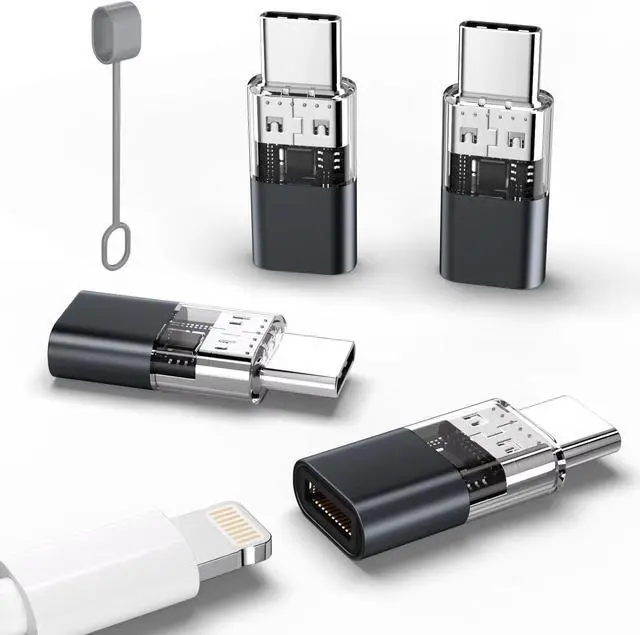 Main image of 4 Pack Lightning to USB C Adapter for iPhone 15/16 Pro/16 Pro Max/Plus Samsung S24 S23 iPad Air Nintendo Switch Fast Charging&Data Transfer Type C Charger Connector Cable for iPhone 15 Charger (Black)