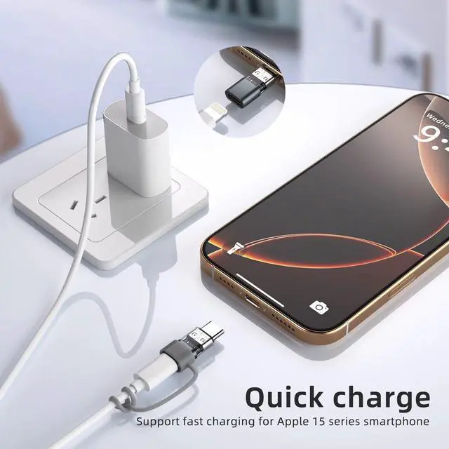 Alt view image 4 of 7 - 4 Pack Lightning to USB C Adapter for iPhone 15/16 Pro/16 Pro Max/Plus Samsung S24 S23 iPad Air Nintendo Switch Fast Charging&Data Transfer Type C Charger Connector Cable for iPhone 15 Charger (Black)