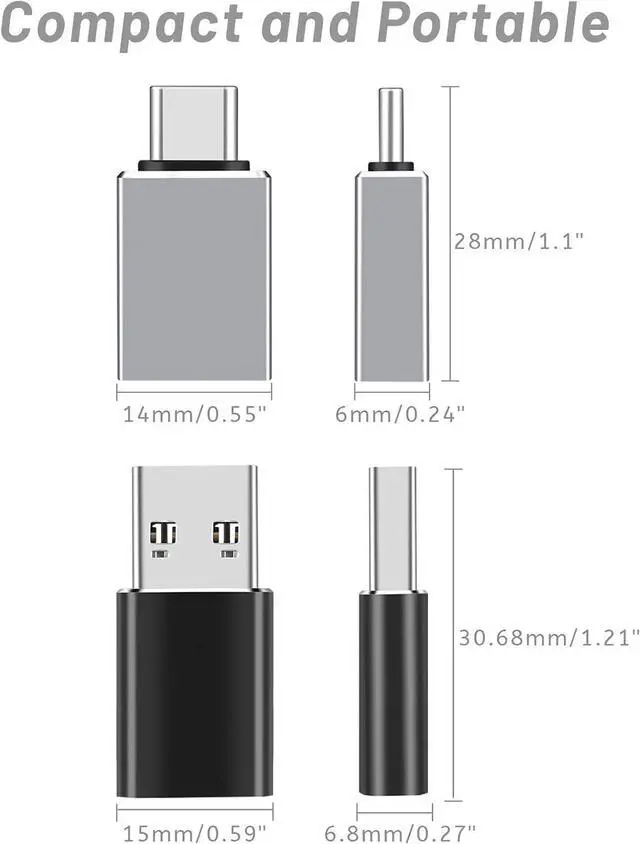 Alt view image 2 of 6 - USB C to USB Adapters - USB to USB Type C OTG Adapter for iPhone 15 Android Adaptor for iPad AirPods iWatch Mouse Keyboard PC (2)
