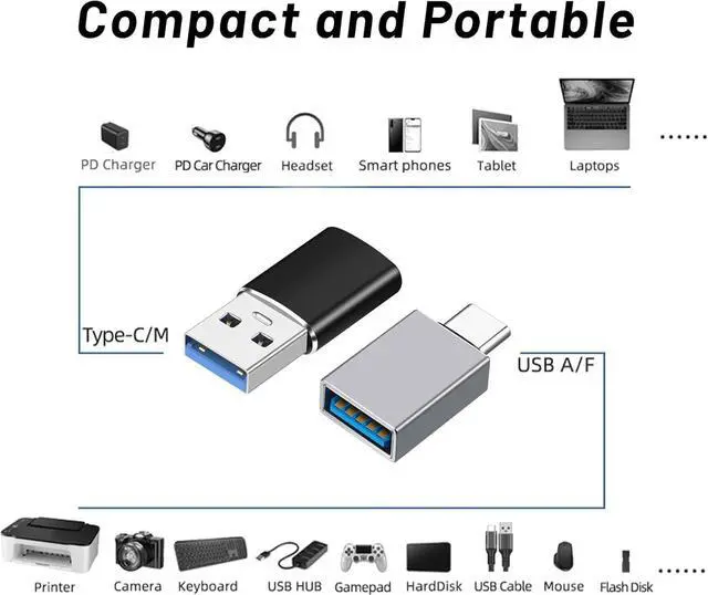 Alt view image 4 of 6 - USB C to USB Adapters - USB to USB Type C OTG Adapter for iPhone 15 Android Adaptor for iPad AirPods iWatch Mouse Keyboard PC (2)