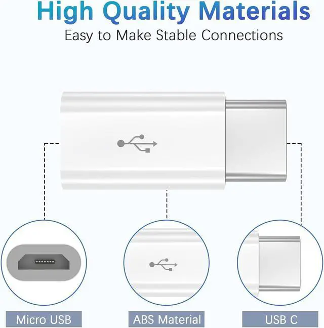 Alt view image 3 of 6 - Micro USB to USB C Adapter 2 Pack Micro-USB Female to USB-C Male OTG Adapter Compatible with Samsung Galaxy LG Huawei Type-C Phones Tablets and More