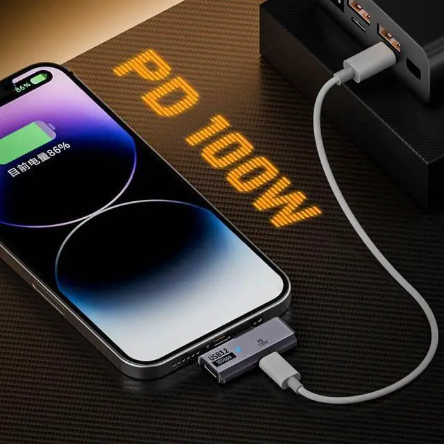 Alt view image 3 of 7 - 2 in 1 USB C to USB 3.2 Adapter with 100W Charging Port USB C 1 Male to 2 Female Fast Charging Data Transfer OTG Converter Adapter