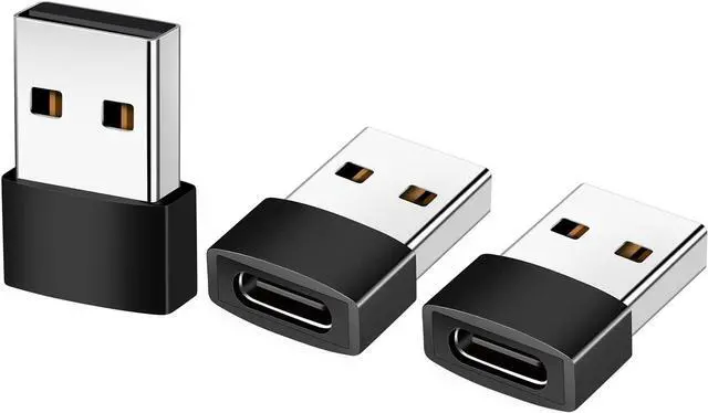 Main image of USB C to USB Adapter 3 Pack USB C Female to USB A Male Adapter USB Type C Female to USB OTG Connector Compatible with MacBook Pro iPhone Laptops Power Banks Galaxy Black