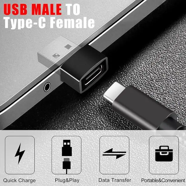 Alt view image 3 of 7 - USB C to USB Adapter 3 Pack USB C Female to USB A Male Adapter USB Type C Female to USB OTG Connector Compatible with MacBook Pro iPhone Laptops Power Banks Galaxy Black