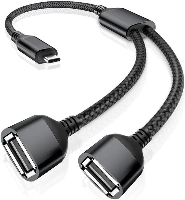 Main image of USB-C OTG Splitter Y Cable Type C to Dual USB 2.0 Adapter C Male to Double Female Converter Split Cord for MacBook 2022 iPad 10 Air 5 Mini 6 Samsung Galaxy Note 10 20 S20 S21 S22 S23 Ultra Plus
