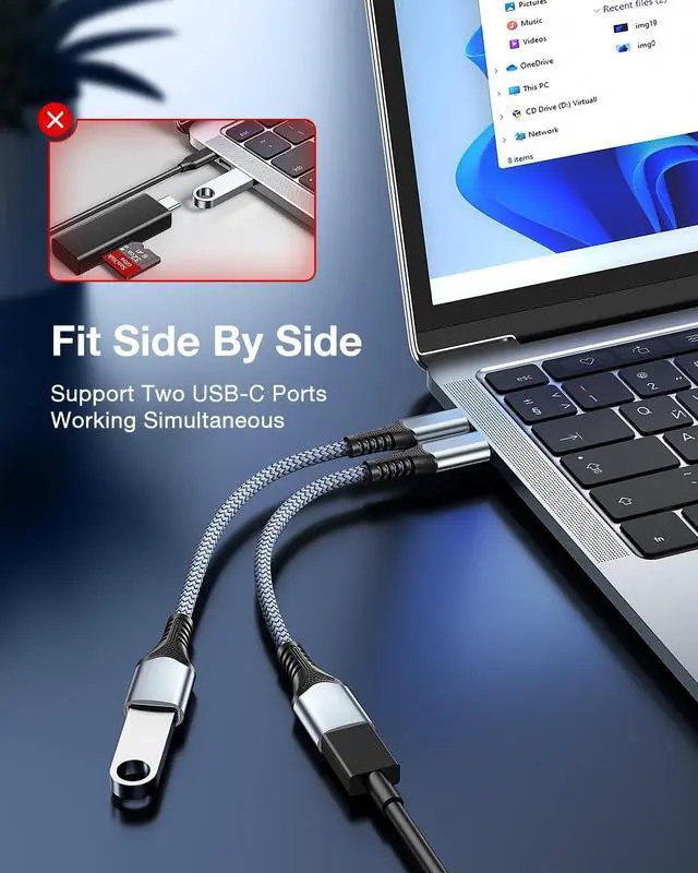 Alt view image 3 of 7 - USB C to USB 3.0 OTG Adapter 2 Pack USB C Male to USB 3.0 Female OTG Cable Thunderbolt3 On The Go for Samsung Galaxy S20 S20+ Ultra S8 S9 MacBook Pro/Air