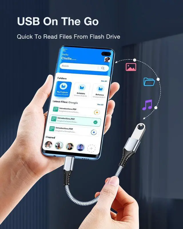 Alt view image 4 of 7 - USB C to USB 3.0 OTG Adapter 2 Pack USB C Male to USB 3.0 Female OTG Cable Thunderbolt3 On The Go for Samsung Galaxy S20 S20+ Ultra S8 S9 MacBook Pro/Air