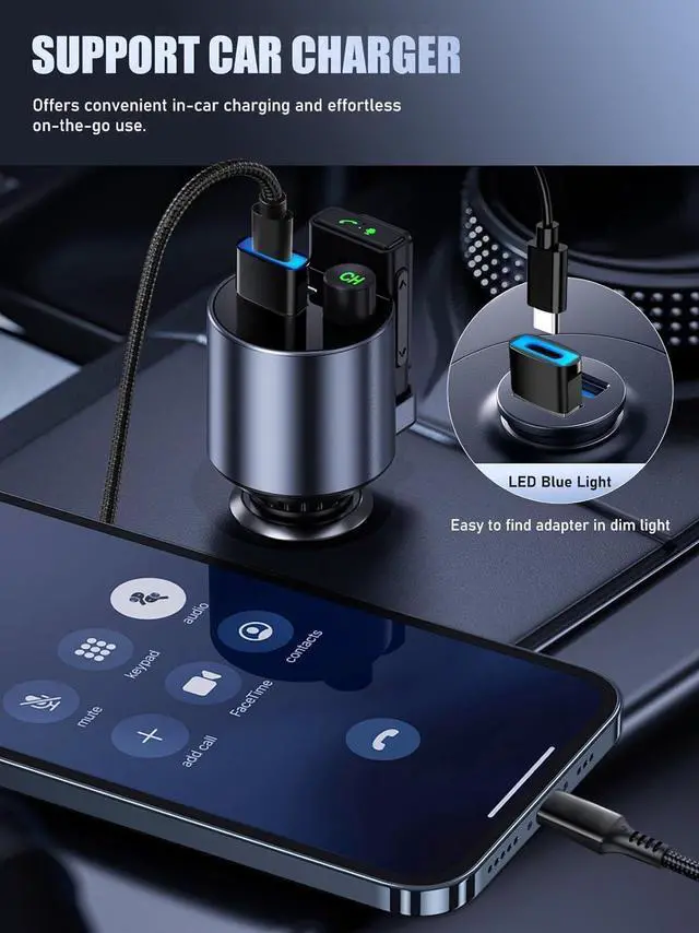 Alt view image 3 of 7 - USB to USB C Adapter with LED Light 4 Pack Type C Female to USB Male Adapter Charger USB A to C Converter for iPhone 15/16 Pro Max Plus AirPods iWatch iPad Galaxy CarPlay Black