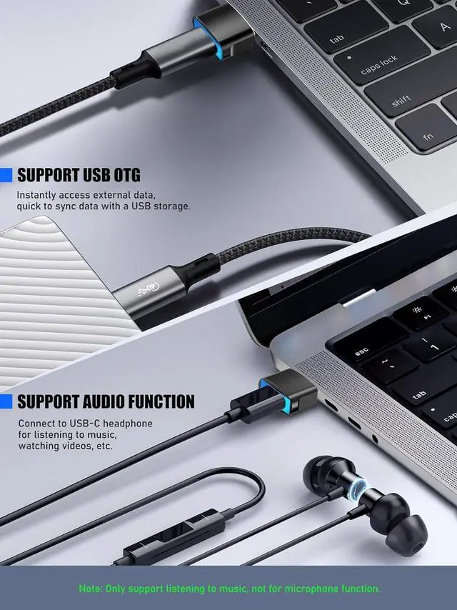 Alt view image 6 of 7 - USB to USB C Adapter with LED Light 4 Pack Type C Female to USB Male Adapter Charger USB A to C Converter for iPhone 15/16 Pro Max Plus AirPods iWatch iPad Galaxy CarPlay Black