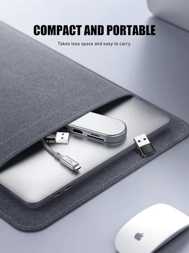 Alt view image 7 of 7 - USB to USB C Adapter with LED Light 4 Pack Type C Female to USB Male Adapter Charger USB A to C Converter for iPhone 15/16 Pro Max Plus AirPods iWatch iPad Galaxy CarPlay Black