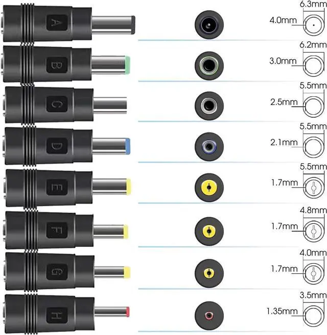 Alt view image 3 of 7 - Power Adapter 12V-4A 3A 2.5A 2A 1.25A 1A AC/DC Power Cord 5.5x2.1mm with 8 Tips Made for Sceptre Monitor Echo Smart Speaker & Display Webcam Router Mini PC Projector CCTV Bluetooth Speaker
