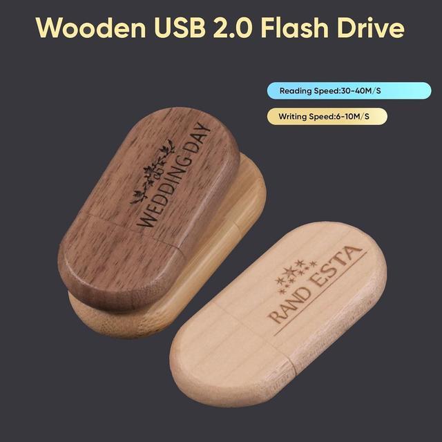 Alt view image 2 of 5 - Custom Personalized USB Flash Drive 25Pack 512MB Wooden USB 2.0 Thumb Drive Photo/Video/Music Storaged for Photography/Company Giveaways/Graduation - Customize Print Your Text or Logo