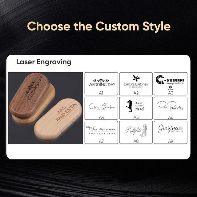 Alt view image 3 of 5 - Custom Personalized USB Flash Drive 25Pack 512MB Wooden USB 2.0 Thumb Drive Photo/Video/Music Storaged for Photography/Company Giveaways/Graduation - Customize Print Your Text or Logo