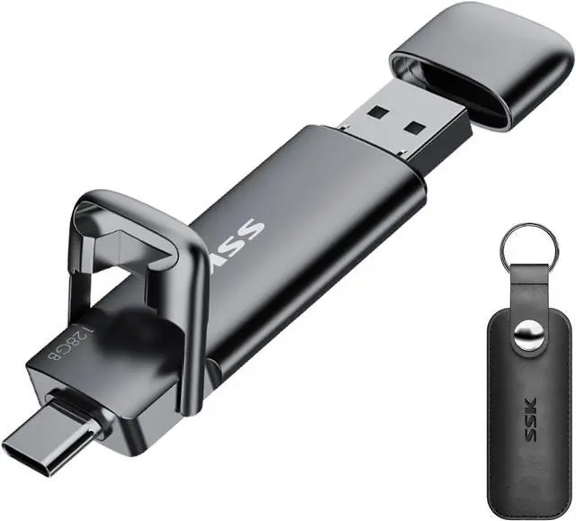 Main image of 128GB Dual USB C Flash Drive 2-in-1 Type C+ USB A 3.2 Gen2 Solid State Thumb Drive Speed Up to 550MB/s Memory Stick Data Storage for iPhone 15 Thunderbolt 3 Android Phone Tablet Laptop