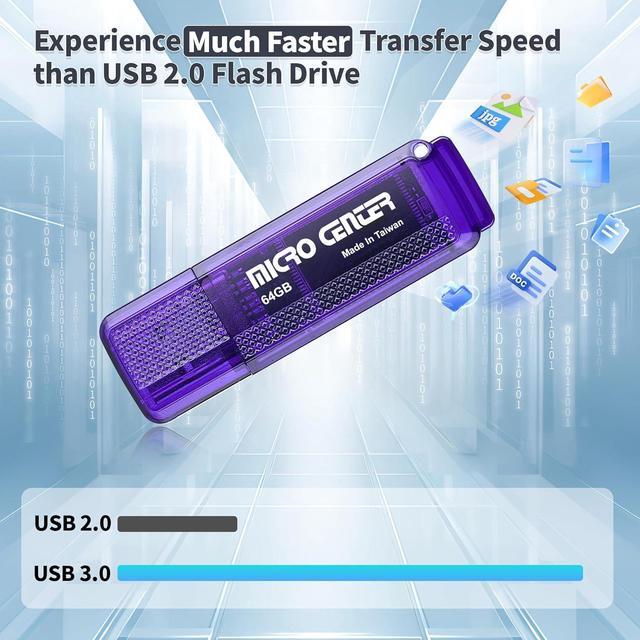 Alt view image 3 of 7 - Micro Center SuperSpeed 5 Pack 64GB USB 3.0 Flash Drive Gum Size Memory Stick Thumb Drive Data Storage Jump Drive (64G 5-Pack)