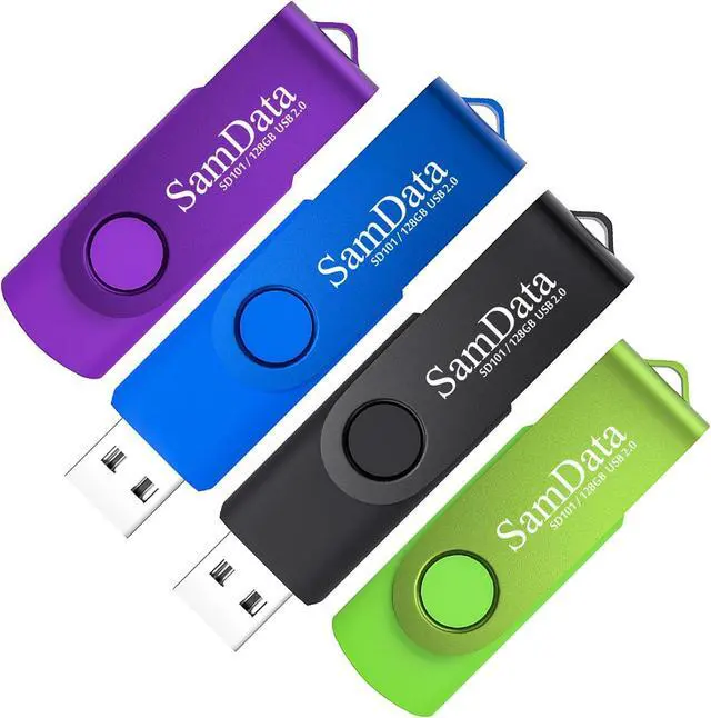 Main image of 128GB USB Flash Drives 4 Pack 128GB Thumb Drives Memory Stick Jump Drive with LED Light for Storage and Backup (4 Colors: Black Blue Green Purple)