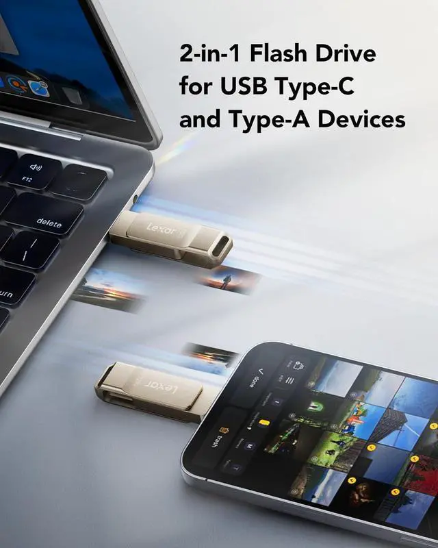 Alt view image 4 of 7 - D40E 128GB Dual Drive USB 3.2 Gen 1 Type-C? Jump Drive USB-C Flash Drive Metal Housing Swivel Design Thumb Drive (LJDD40E128G-BNSNG)