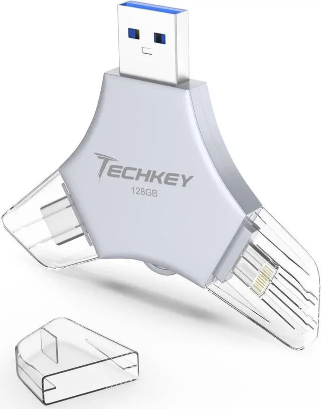 MFi Certified USB Flash Drive 128GB for iPhone 3in1 External