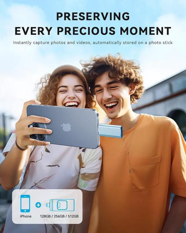 Alt view image 3 of 7 - MFi Certified 128GB Flash Drive for iPhone Thumb Drive Photo Stick USB Memory Stick iPhone Flash Drive for Photos Videos High Speed Jump Drive Compatible for iPhone/iPad/Android/PC (Blue)