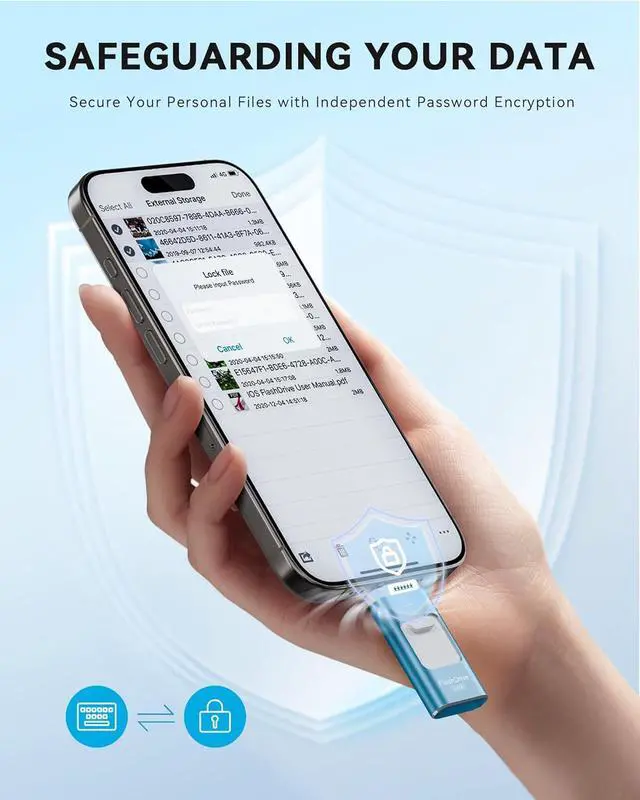 Alt view image 4 of 7 - MFi Certified 128GB Flash Drive for iPhone Thumb Drive Photo Stick USB Memory Stick iPhone Flash Drive for Photos Videos High Speed Jump Drive Compatible for iPhone/iPad/Android/PC (Blue)
