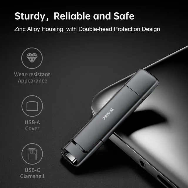 Alt view image 6 of 7 - 128GB Dual USB C Flash Drive 2-in-1 Type C+ USB A 3.2 Gen2 Solid State Thumb Drive Speed Up to 550MB/s Memory Stick Data Storage for iPhone 15 Thunderbolt 3 Android Phone Tablet Laptop