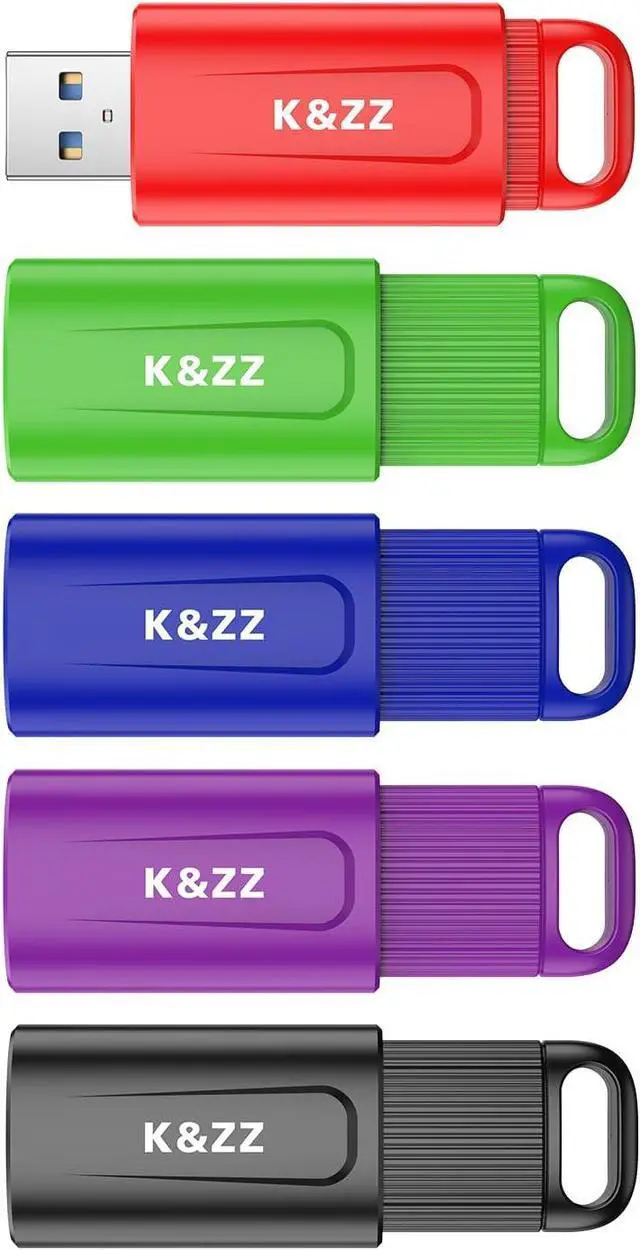 Main image of USB Flash Drives 64GB 5 Pack 64GB Retractable Thumb Drives USB 3.0 Stick for Laptop Tablet Smart TV (Mixed Colors 5pcs)