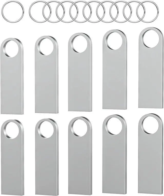 Alt view image 7 of 7 - 32GB USB Flash Drive 10 Pack Metal Flash Drive USB 2.0 Thumb Drives with Keychains USB Stick 32GB USB Drive Pendrive