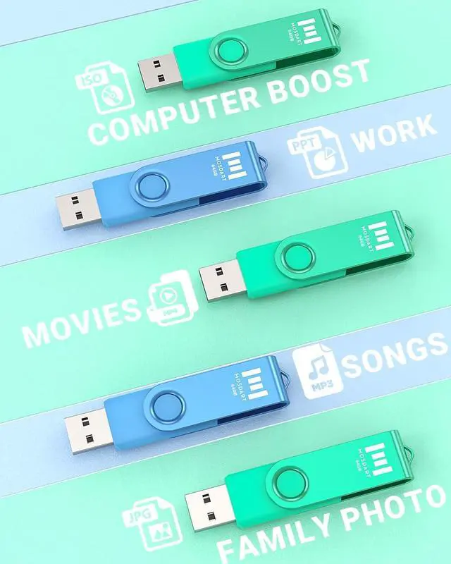 Alt view image 6 of 7 - MOSDART 64GB USB Flash Drive 2 Pack Bright Vivid Color 64 GB Multipack USB2.0 Thumb Drives Swivel Design with LED Light exFAT Jump Drive Memory Stick for Computers Data Storage