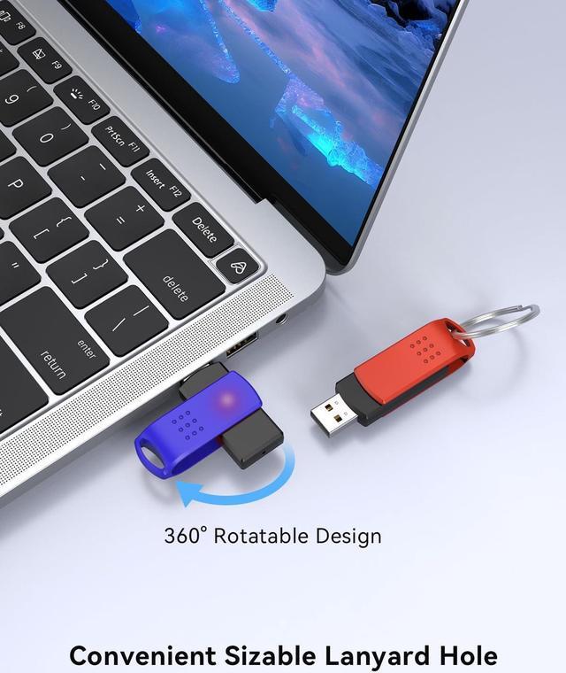 Alt view image 6 of 7 - 16GB Flash Drive 10 Pack USB 2.0 Thumb Drives Swivel USB Memory Stick Bulk USB Drive with LED Light Stylish Colorful Pen Drive for Photo Video File Music  Green Red Black Blue Yellow 16 G