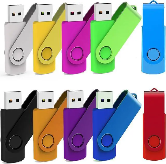 Main image of 10 Pack 16GB USB Flash Drive Bulk Pack Bulk USB 2.0 Flash Drives Thumb Drive Swivel Memory Stick Jump Drive Pen Drive Zip Drive