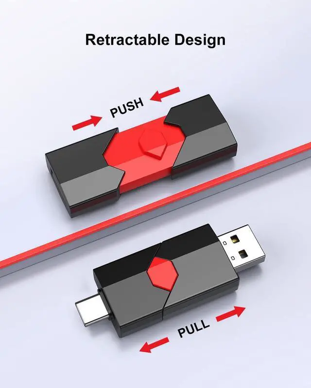 Alt view image 3 of 7 - 128GB USB C Flash Drive Dual Drive Type C + USB A 128GB USB 2.0 Drive Push-Pull USB-C Memory Stick USB C Thumb Drive for iPhone 15 Smartphone Tablet Computer