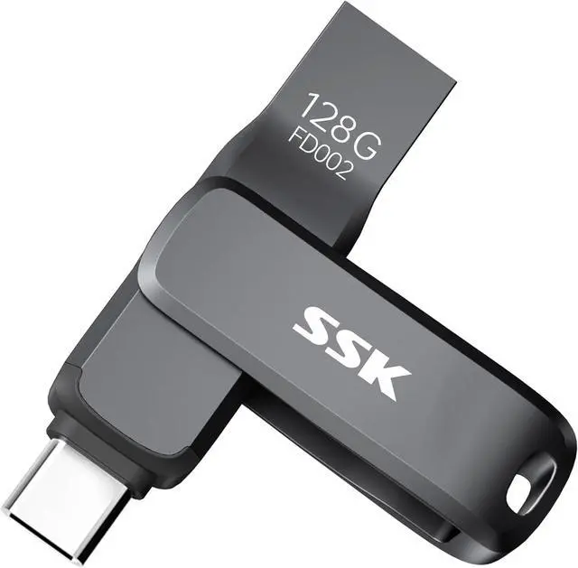 Main image of USB C Flash Drive 128GB Up to 200 MB/S Read Speed USB Thumb Drive Dual USB 3.2 Flash Drive with USB C and USB A Robust Black Metal USB Pendrive for Android Phone Tablets Mac Computers Car TV