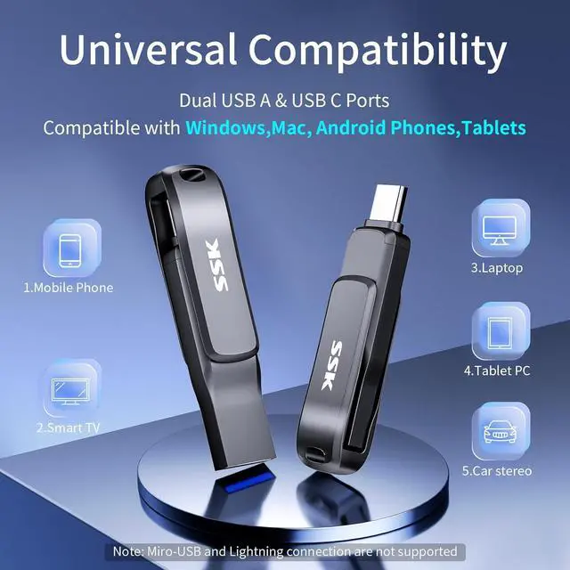 Alt view image 7 of 7 - USB C Flash Drive 128GB Up to 200 MB/S Read Speed USB Thumb Drive Dual USB 3.2 Flash Drive with USB C and USB A Robust Black Metal USB Pendrive for Android Phone Tablets Mac Computers Car TV