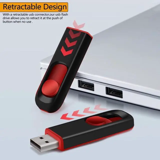Alt view image 4 of 6 - 64GB USB Flash Drive USB 2.0 Memory Stick Thumb Drive Pen Drives Jump Drive for Data Storage Black/Red
