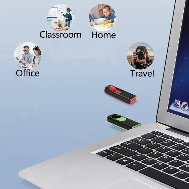 Alt view image 6 of 6 - 64GB USB Flash Drive USB 2.0 Memory Stick Thumb Drive Pen Drives Jump Drive for Data Storage Black/Red