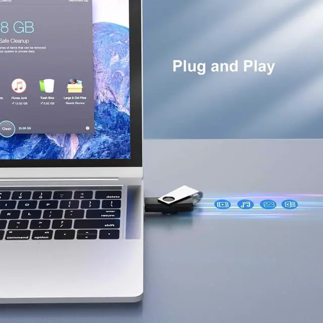 Alt view image 2 of 7 - 128GB USB 2.0 Flash Drive Memory Stick Thumb Drive Swivel USB Jump Drive with LED Indicator (Black)