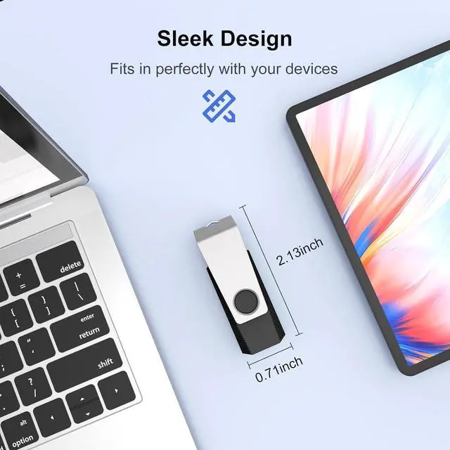 Alt view image 7 of 7 - 128GB USB 2.0 Flash Drive Memory Stick Thumb Drive Swivel USB Jump Drive with LED Indicator (Black)