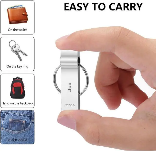 Alt view image 4 of 7 - USB Flash Drive 230GB Waterproof USB Stick High Speed Memory Stick 230GB Ultra Large Storage Metal Thumb Drive with Keychain Design for Laptop Computer Tablet