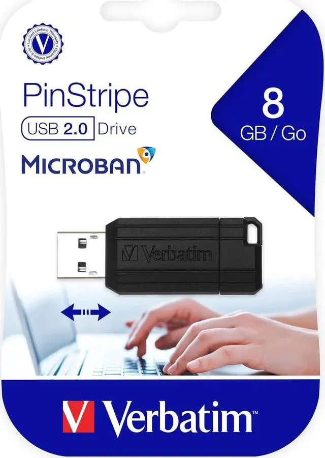 Alt view image 7 of 7 - 8GB Pinstripe USB Flash Drive - Black