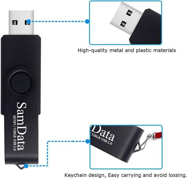 Alt view image 4 of 6 - 128GB USB Flash Drives 2 Pack 128GB Thumb Drives Memory Stick Jump Drive with LED Light for Storage and Backup (2 Pack Black)