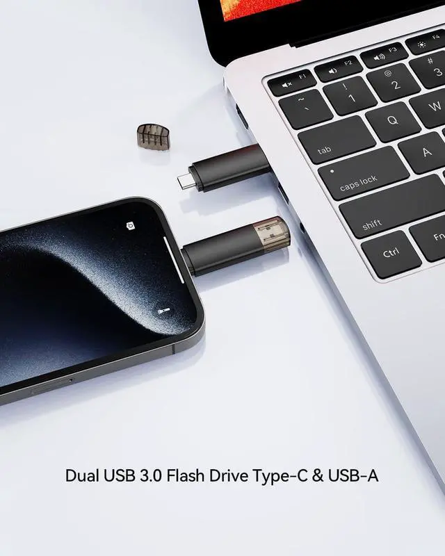 Alt view image 2 of 7 - 256GB USB C Flash Drive Dual USB 3.0 USB Drive Type C + USB A Portable Type-C USB Stick with Keychain Hole 2-in-1 USB-C Thumb Drive for Smartphone Tablet Computer Mac iPhone 15