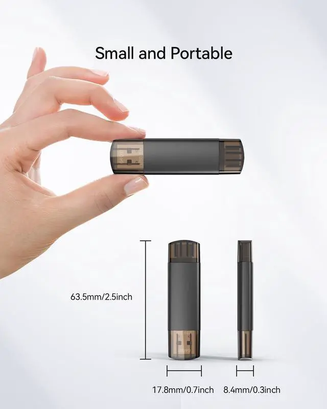 Alt view image 7 of 7 - 256GB USB C Flash Drive Dual USB 3.0 USB Drive Type C + USB A Portable Type-C USB Stick with Keychain Hole 2-in-1 USB-C Thumb Drive for Smartphone Tablet Computer Mac iPhone 15