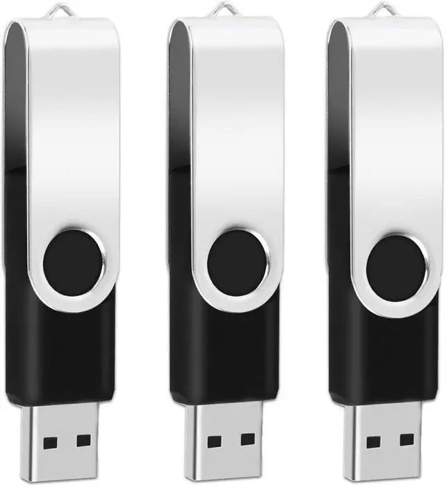 Main image of 3PCS 1GB USB Flash Drive USB 2.0 Drive Swivel USB Stick Memory Stick Metal Pen Drive (Black)