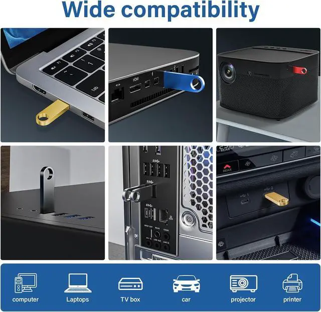 Alt view image 6 of 6 - 5 Pack 64GB USB Flash Drive with Keychains, Wooolken Sleek Metal USB 2.0 Thumb Drives Memory Stick for PC Laptop Computer