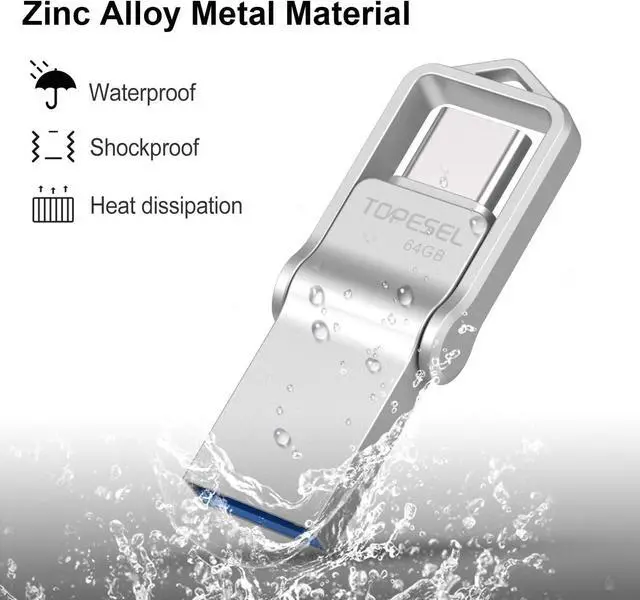 Alt view image 3 of 7 - 64GB USB C Flash Drive Dual USB 3.0 Flash Drive USB A & Type C Thumb Drive UDP-Tech Waterproof Type C Flash Drive Portable USB C OTG Flash Drive for Computer Mac Smartphone Tablet