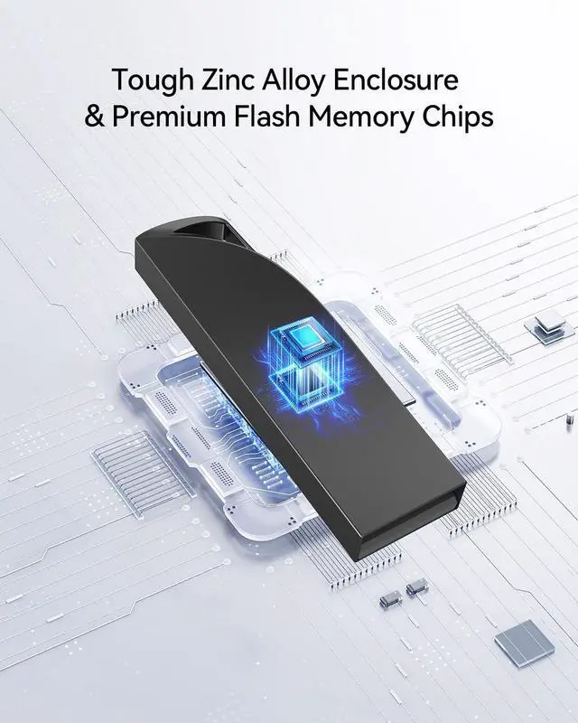 Alt view image 3 of 7 - 16GB USB Flash Drive 5 Pack Waterproof Metal USB Memory Stick Slim USB 2.0 Flash Drive Portable Pen Drive Thumb Drive with Keychain Hole Jump Drive for Computer/Car/Smart TV (Black)