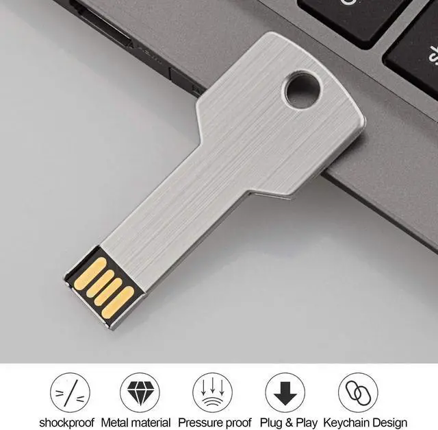 Alt view image 7 of 7 - 10 Pack 8GB USB Flash Drive USB 2.0 Metal Key Shape Memory Stick Thumb Drive Pen Drive-Silver