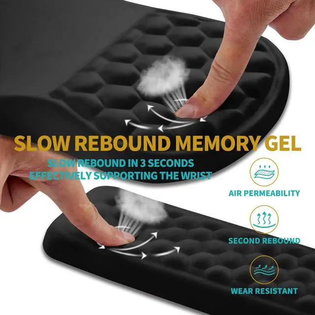 Alt view image 3 of 6 - 2 in 1 Ergonomic Mouse Pad Wrist Support & Wrist Rest for Computer Keyboard Set with Relieve Carpal Tunnel Pain Massage Bulge and Full Memory Gel Design (2In1 Set Black)