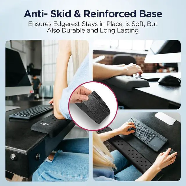 Alt view image 2 of 7 - PostureUp L-Shaped Desk Long Wrist Rest Elbow, Forearm & Wrist Comfort Support for Table or Desk Edge, Non-Slip, Memory Foam Padding, Ergonomic Design for Extended Work, Universal Fit, Black